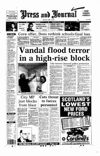 cover page of Aberdeen Press and Journal published on April 25, 1994