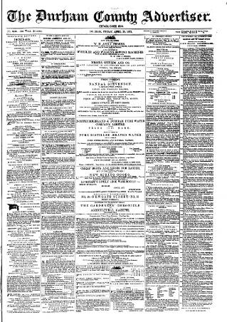 cover page of Durham County Advertiser published on April 25, 1873