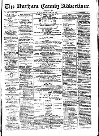 cover page of Durham County Advertiser published on March 28, 1879