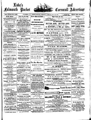 cover page of Lake's Falmouth Packet and Cornwall Advertiser published on May 15, 1886