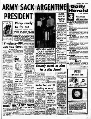 cover page of Daily Herald published on March 29, 1962