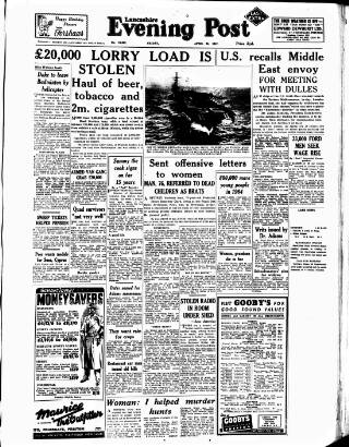 cover page of Lancashire Evening Post published on April 26, 1957