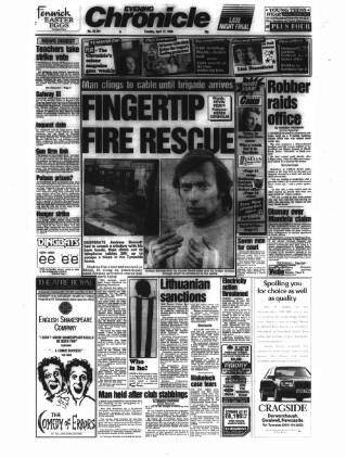 cover page of Newcastle Evening Chronicle published on April 17, 1990