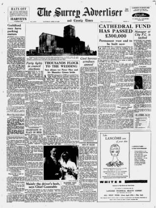 cover page of Surrey Advertiser published on April 25, 1959