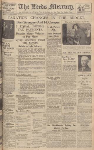 cover page of Leeds Mercury published on April 26, 1933