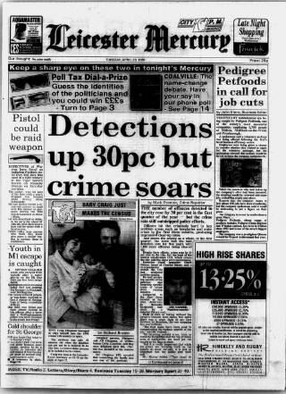 cover page of Leicester Daily Mercury published on April 23, 1991
