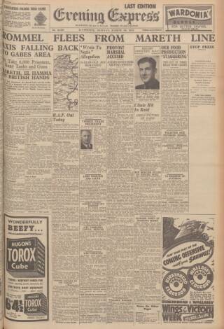 cover page of Liverpool Evening Express published on March 29, 1943