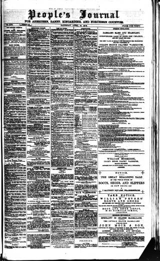 cover page of Aberdeen People's Journal published on April 19, 1879