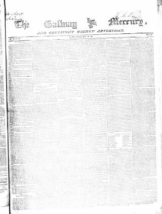 cover page of Galway Mercury, and Connaught Weekly Advertiser published on April 26, 1851