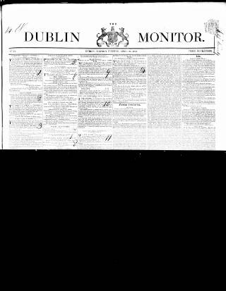 cover page of Dublin Monitor published on April 23, 1839