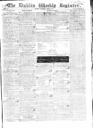 cover page of Dublin Weekly Register published on April 17, 1830