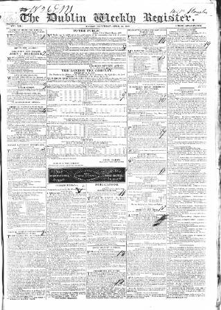 cover page of Dublin Weekly Register published on April 24, 1830