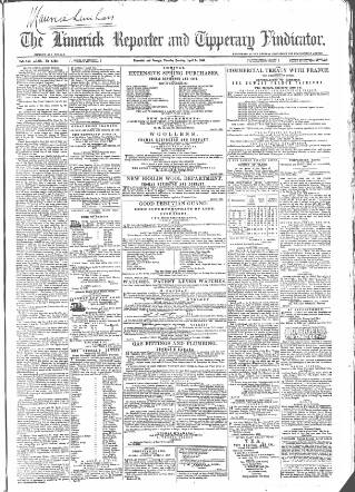 cover page of Limerick Reporter published on April 24, 1860