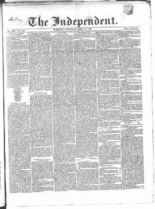 cover page of Wexford Independent published on April 27, 1850