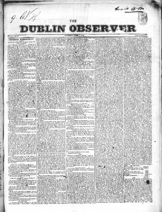 cover page of Dublin Observer published on April 4, 1835