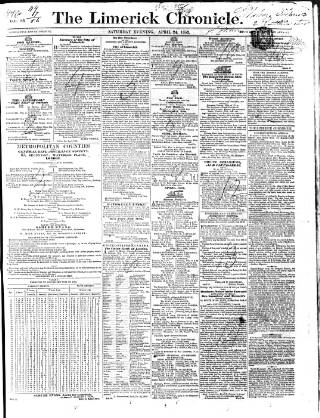 cover page of Limerick Chronicle published on April 24, 1852