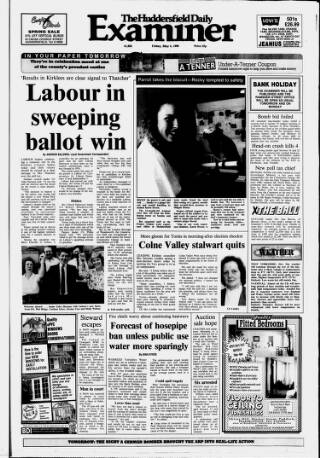 cover page of Huddersfield Daily Examiner published on May 4, 1990