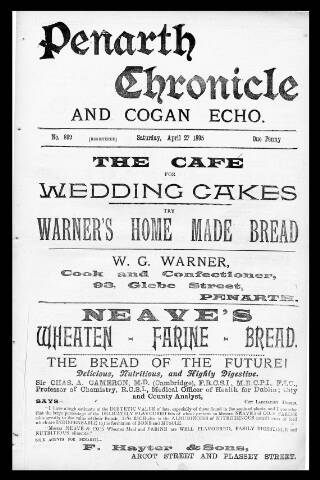 cover page of Penarth Chronicle and Cogan Echo published on April 27, 1895