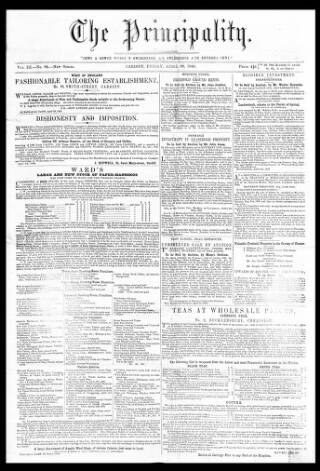 cover page of The Principality published on April 20, 1849