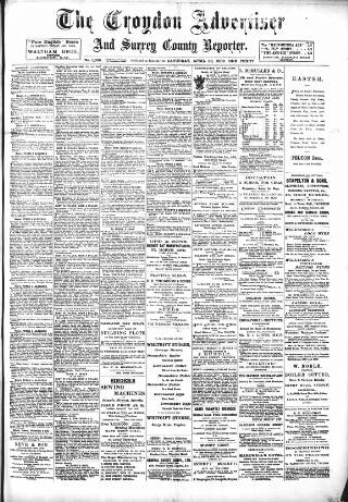 cover page of Croydon Advertiser and East Surrey Reporter published on April 20, 1889