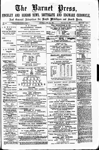 cover page of Barnet Press published on April 26, 1890