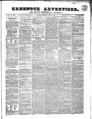 cover page of Greenock Advertiser published on April 23, 1870