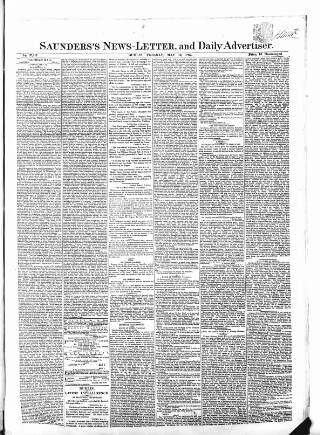 cover page of Saunders's News-Letter published on May 13, 1862