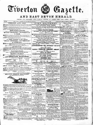 cover page of Tiverton Gazette (Mid-Devon Gazette) published on April 17, 1860