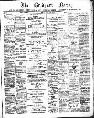 cover page of Bridport News published on April 26, 1872