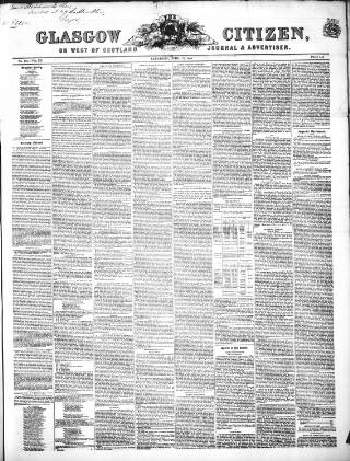 cover page of Glasgow Citizen published on April 12, 1845
