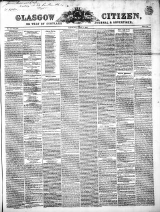 cover page of Glasgow Citizen published on April 19, 1845