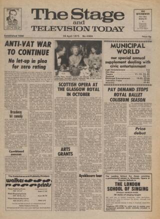 cover page of The Stage published on April 24, 1975