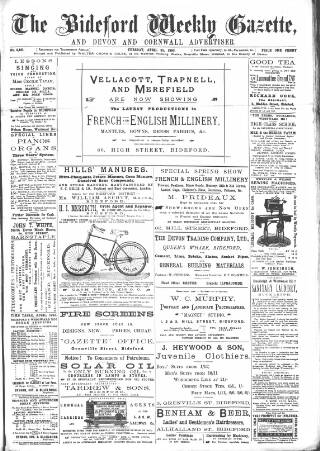 cover page of North Devon Gazette published on April 25, 1893