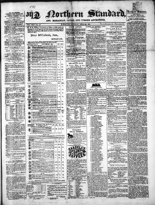 cover page of Northern Standard published on April 23, 1864