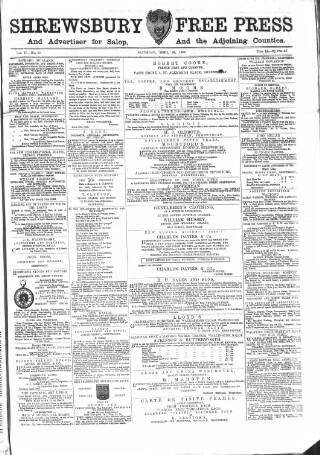 cover page of Shrewsbury Free Press, and Advertiser for Salop published on April 28, 1866