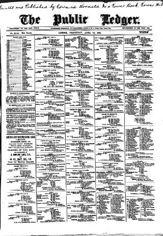 cover page of Public Ledger and Daily Advertiser published on April 16, 1902