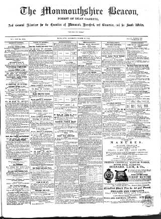 cover page of Monmouthshire Beacon published on March 29, 1862
