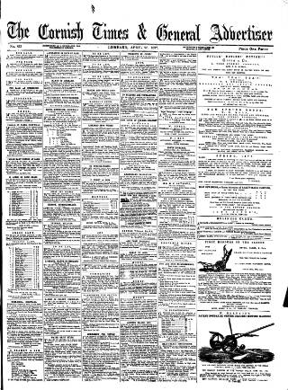 cover page of Cornish Times published on April 28, 1877