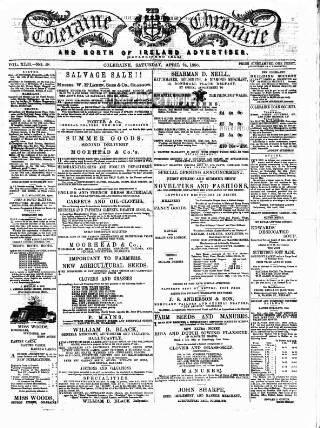 cover page of Coleraine Chronicle published on April 24, 1886