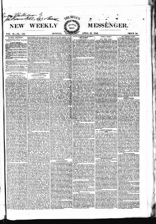 cover page of Bell's Weekly Messenger published on April 26, 1840