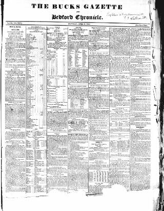 cover page of Bucks Gazette published on April 19, 1834