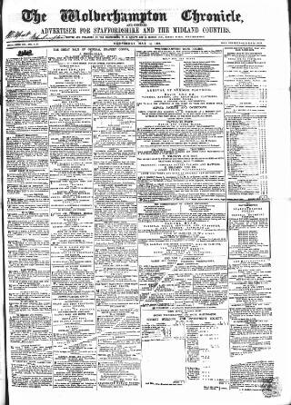cover page of Wolverhampton Chronicle and Staffordshire Advertiser published on May 10, 1854