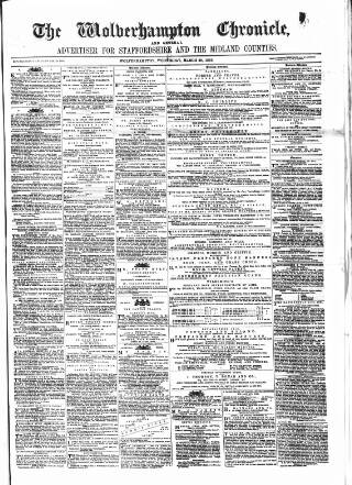 cover page of Wolverhampton Chronicle and Staffordshire Advertiser published on March 28, 1866