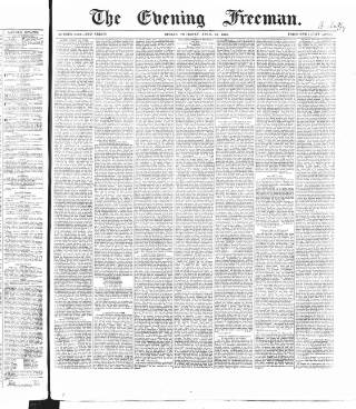 cover page of The Evening Freeman. published on April 26, 1866
