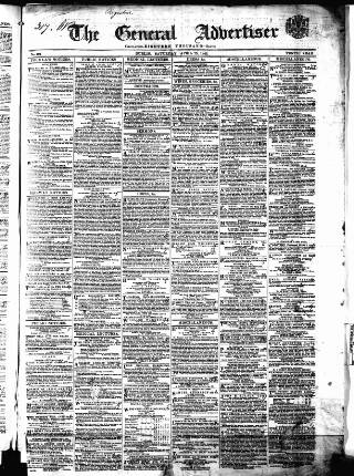 cover page of General Advertiser for Dublin, and all Ireland published on April 25, 1846