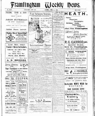 cover page of Framlingham Weekly News published on April 24, 1926