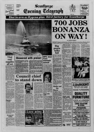cover page of Scunthorpe Evening Telegraph published on April 25, 1984