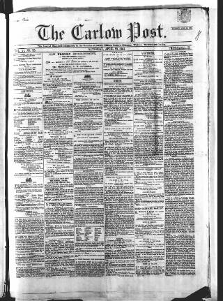 cover page of Carlow Post published on April 23, 1864