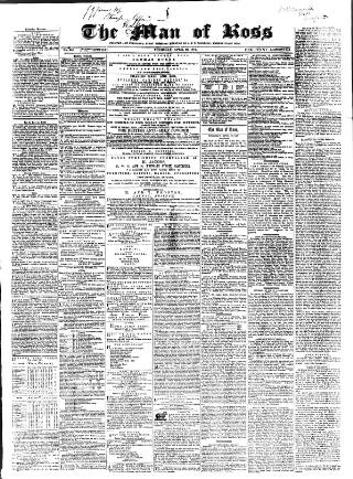cover page of Man of Ross and General Advertiser published on April 23, 1863