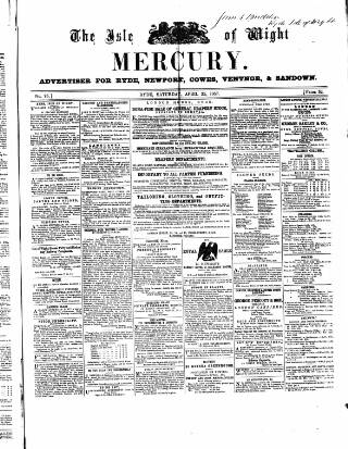 cover page of Isle of Wight Mercury published on April 25, 1857